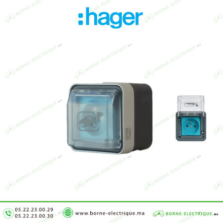 Prise de recharge pour véhicule électrique Hager Witty IP55 Gris Casablanca Maroc